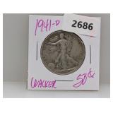 1941-D 90% Silv Walker Half $1 Dollar 1941-D 90% Silv Walker Half $1 Dollar
