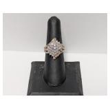 Vermeil/.925 Sterl Diamond Cluster Ring Sz 7 Vermeil/.925 Sterl Diamond Cluster Ring Sz 7