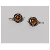 .925 Sterling Amber Earrings .925 Sterling Amber Earrings