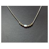 16" .925 Sterl Minimalist Opal Bead Chain Necklac 16" .925 Sterl Minimalist Opal Bead Chain Necklac