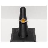 10K/.925 Sterl Yellow Stone & Diam Ring Sz 7 10K/.925 Sterl Yellow Stone & Diam Ring Sz 7