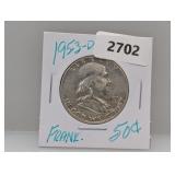 1953-D 90% Silv Franklin Half $1 Dollar 1953-D 90% Silv Franklin Half $1 Dollar
