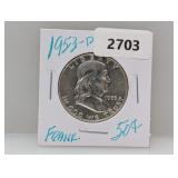 1953-D 90% Silv Franklin Half $1 Dollar 1953-D 90% Silv Franklin Half $1 Dollar