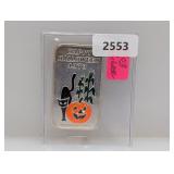 1973 1oz .999 Silv Happy Halloween Art Bar 1973 1oz .999 Silv Happy Halloween Art Bar