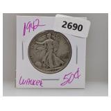 1942 90% Silv Walker Half $1 Dollar 1942 90% Silv Walker Half $1 Dollar