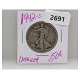 1942-S 90% Silv Walker Half $1 Dollar 1942-S 90% Silv Walker Half $1 Dollar