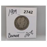 1909 90% Silv Barber Quarter 1909 90% Silv Barber Quarter