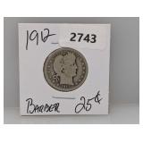 1912 90% Silv Barber Quarter 1912 90% Silv Barber Quarter