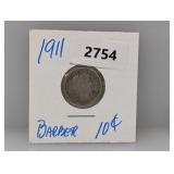 1911 90% Silv Barber Dime 1911 90% Silv Barber Dime