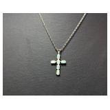 18" .925 Sterl Chain w/Opal Cross Pendant 18" .925 Sterl Chain w/Opal Cross Pendant