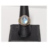 .925 Sterl Moonstone Cabochon Ring Sz 9 .925 Sterl Moonstone Cabochon Ring Sz 9