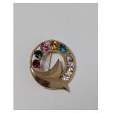 Vtg GF Catamore Multicolor Gemstone Circle Brooch Vtg GF Catamore Multicolor Gemstone Circle Brooch
