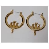 Whimsical Gold Tone Hoop Cat Trio Earrings Whimsical Gold Tone Hoop Cat Trio Earrings