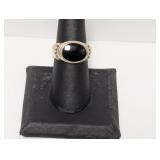 .925 Sterl Glossy Black Stone Ring Sz 7.5 .925 Sterl Glossy Black Stone Ring Sz 7.5