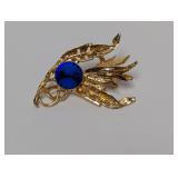 Deep Blue Cabochon Leaf Motif Brooch Deep Blue Cabochon Leaf Motif Brooch