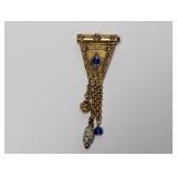 Vtg Gold Tone Pendant Brooch w/Dangling Charms Vtg Gold Tone Pendant Brooch w/Dangling Charms
