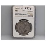 NGC 1878 F15 90% Silv Morgan $1 Dollar NGC 1878 F15 90% Silv Morgan $1 Dollar