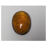 Vtg Baltic Amber Cabochon Brooch/Pendant Vtg Baltic Amber Cabochon Brooch/Pendant