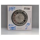 1987 1oz .999 Silv Cards NL Champs Round 1987 1oz .999 Silv Cards NL Champs Round