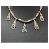 16" .925 Sterl Southwestern Turq Teardrop Necklace 16" .925 Sterl Southwestern Turq Teardrop Necklace