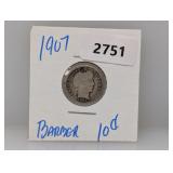 1907 90% Silv Barber Dime 1907 90% Silv Barber Dime