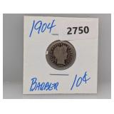 1904 90% Silv Barber Dime 1904 90% Silv Barber Dime