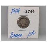 1904 90% Silv Barber Dime 1904 90% Silv Barber Dime