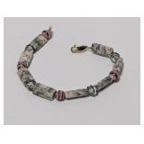 7" GF Marbled Green & Pink Beaded Bracelet 7" GF Marbled Green & Pink Beaded Bracelet
