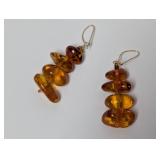 Gold Hoop Amber Bead Earrings Gold Hoop Amber Bead Earrings