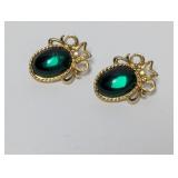 Green Stone Bow Motif Earrings Green Stone Bow Motif Earrings