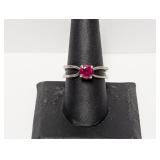 .925 Sterling Red Stone Solitaire Ring Sz 8.5 .925 Sterling Red Stone Solitaire Ring Sz 8.5