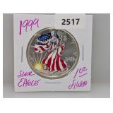 1999 1oz .999 Silv Painted Eagle $1 Dollar 1999 1oz .999 Silv Painted Eagle $1 Dollar