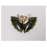 Vtg Carved Green Stone Butterfly Brooch Vtg Carved Green Stone Butterfly Brooch