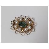 Vtg GFJade Cabochon Filigree Brooch Vtg GFJade Cabochon Filigree Brooch