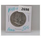 1949-S 90% Silv Franklin Half $1 Dollar 1949-S 90% Silv Franklin Half $1 Dollar