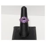 .925 Sterling Purple Stone Cluster Ring Sz 7 .925 Sterling Purple Stone Cluster Ring Sz 7