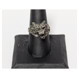Silver Tone Fierce Wolf Head Ring Sz 9 Silver Tone Fierce Wolf Head Ring Sz 9