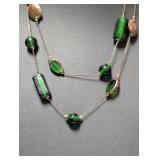 Vtg 22" Dbl Strand Iridescent Green Bead Necklace Vtg 22" Dbl Strand Iridescent Green Bead Necklace