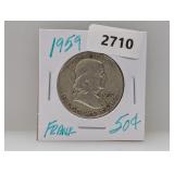 1959 90% Silv Franklin Half $1 Dollar 1959 90% Silv Franklin Half $1 Dollar