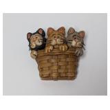 Whimsical Trio Cat Basket Figurine Brooch Whimsical Trio Cat Basket Figurine Brooch