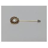 Antique Gold Tone Opal Filigree Stick Pin Antique Gold Tone Opal Filigree Stick Pin
