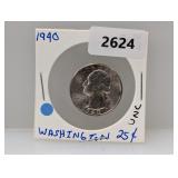 1940 UNC 90% Silv Wash Quarter