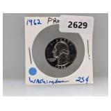 1962 PF 90% Silv Wash Quarter