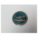 .925 Sterl Turquoise Chip Roadrunner
