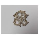 .925 Sterl Vintage Ornate Scrollwork Brooch