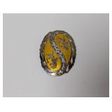 Siam Sterl Yin-Yang Yellow Enamel Brooch