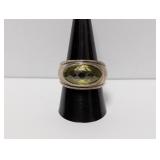 .925 Sterl faceted Yellow-Green Stone Ring Sz 9.5