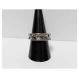 .925 Sterling Ornate Swirl Band Sz 9