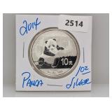 2014 1oz .999 Silv Panda 10 Yuan
