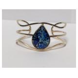 .925 Sterling Blue Teardrop Cuff Bracelet